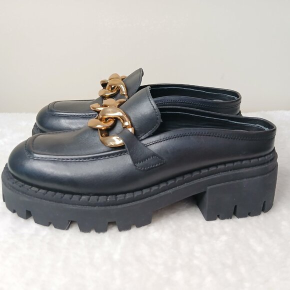 Free People Lyra Link Leather Loafer Mules Lug Sole Size EU 36.5/US 6 - Picture 4 of 12